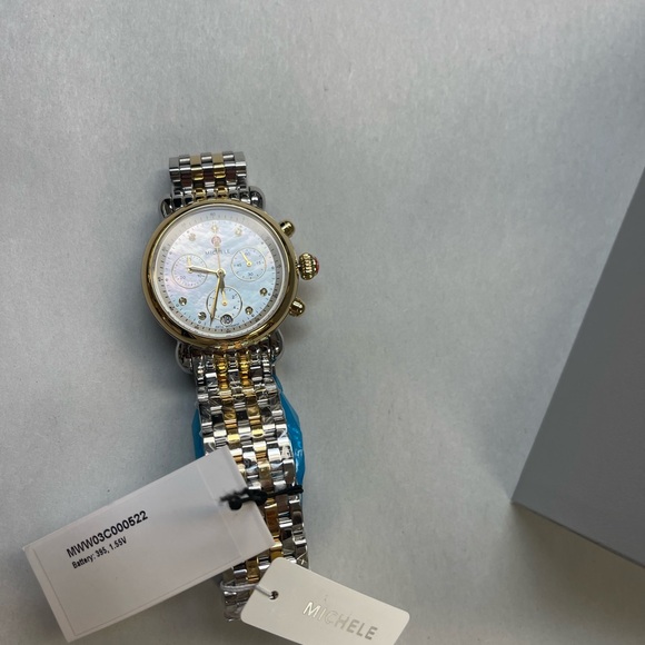 Michele Gold/Silver Watch w/ MOP Dial NWT - Picture 4 of 8